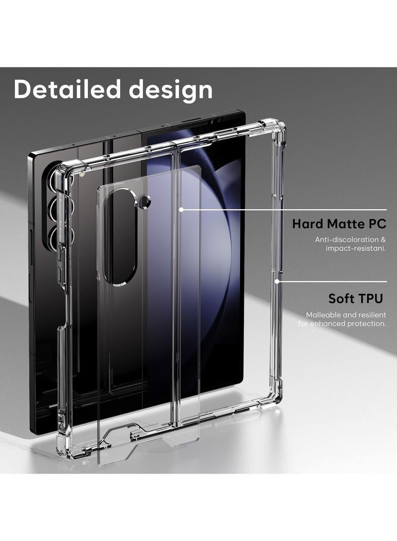 حافظة لهاتف سامسونج جالاكسي Z فولد 6، حافظة هاتف خلفية صلبة شفافة كريستالية ممتازة ماصة للصدمات ومادة TPU ممتصة للصدمات لهاتف سامسونج جالاكسي Z فولد 6 5G - Image 3