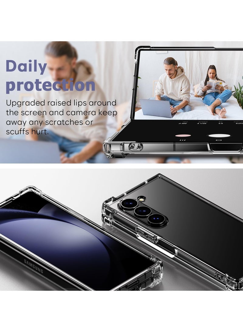 حافظة لهاتف سامسونج جالاكسي Z فولد 6، حافظة هاتف خلفية صلبة شفافة كريستالية ممتازة ماصة للصدمات ومادة TPU ممتصة للصدمات لهاتف سامسونج جالاكسي Z فولد 6 5G - Image 5