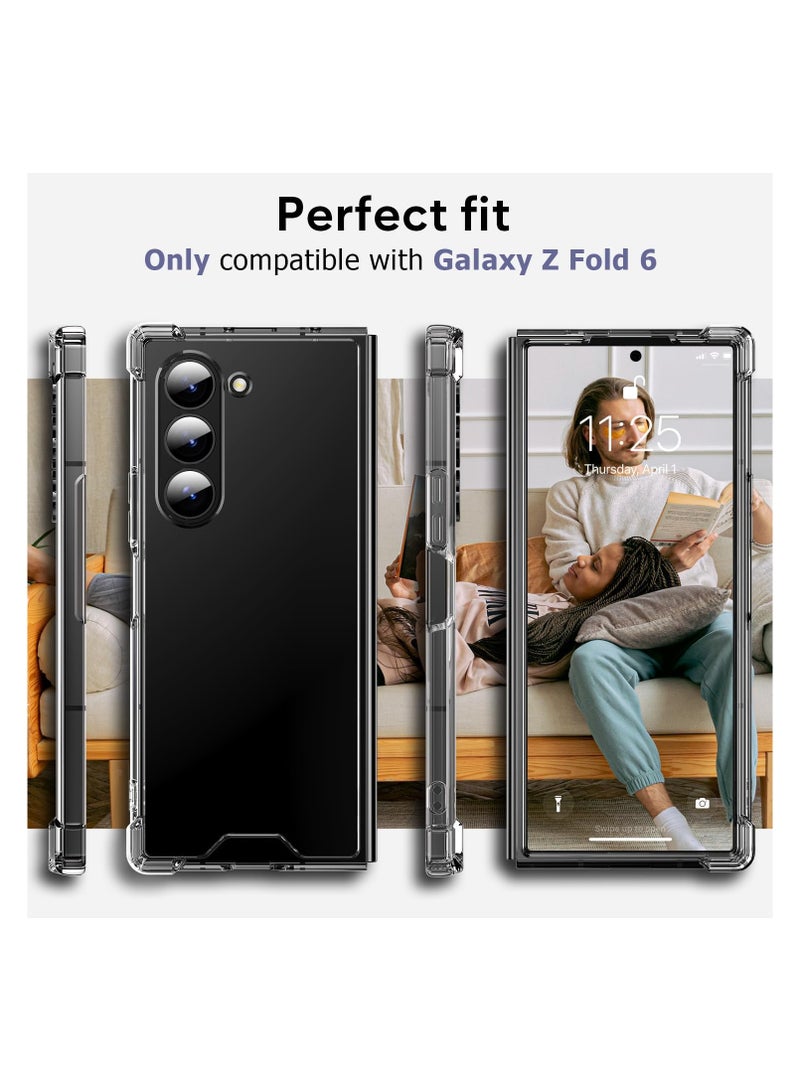 حافظة لهاتف سامسونج جالاكسي Z فولد 6، حافظة هاتف خلفية صلبة شفافة كريستالية ممتازة ماصة للصدمات ومادة TPU ممتصة للصدمات لهاتف سامسونج جالاكسي Z فولد 6 5G - Image 2