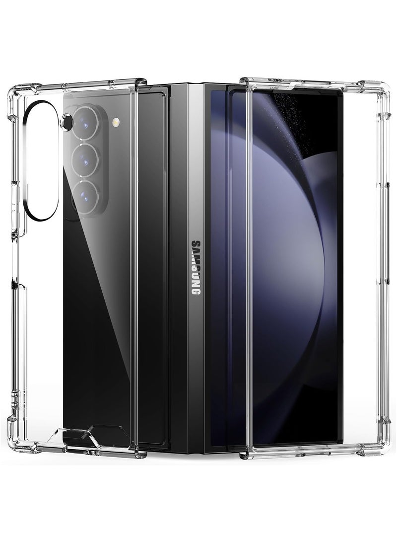 حافظة لهاتف سامسونج جالاكسي Z فولد 6، حافظة هاتف خلفية صلبة شفافة كريستالية ممتازة ماصة للصدمات ومادة TPU ممتصة للصدمات لهاتف سامسونج جالاكسي Z فولد 6 5G - Image 1