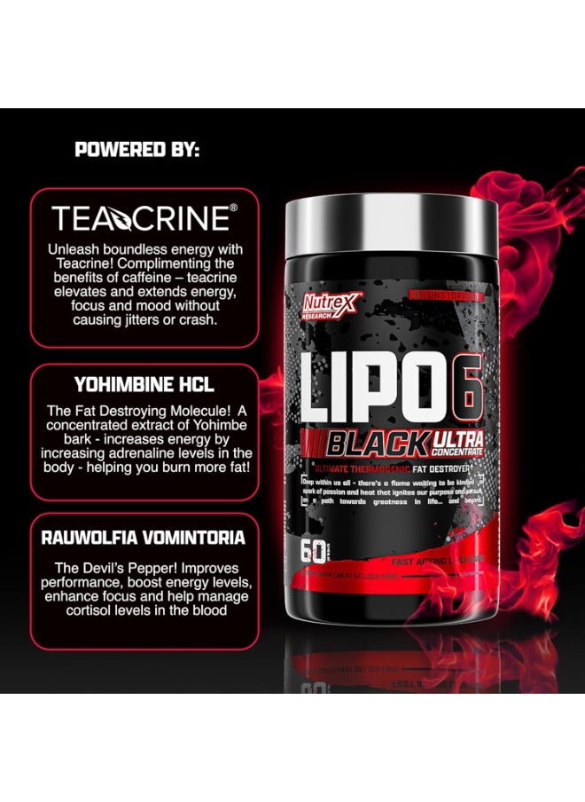Nutrex Research Lipo-6 Black Ultra Concentrated Fat Destroyer 60 Capsules  - Image 3