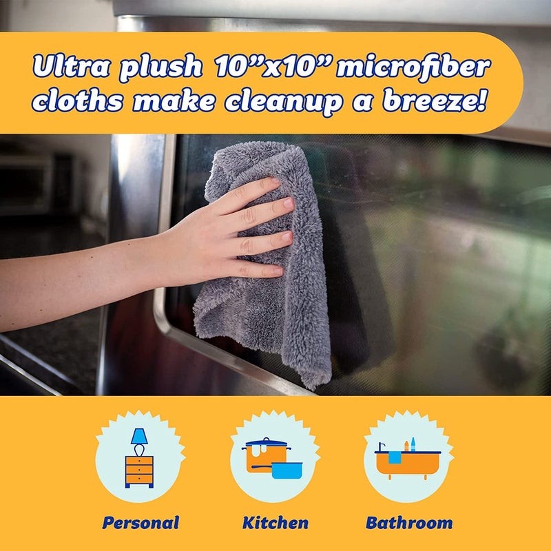 Scrub Daddy Microfiber Cloths - All Purpose Super Soft & Ultra Plush Microfiber Towels - Contains Grey & Yellow Cleaning Rags (2 Pack) - Image 3