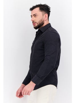 Algspar Men Regular Fit Solid Long Sleeves Casual Shirt, Charcoal  - Image 2