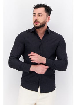 Algspar Men Regular Fit Solid Long Sleeves Casual Shirt, Charcoal  - Image 1