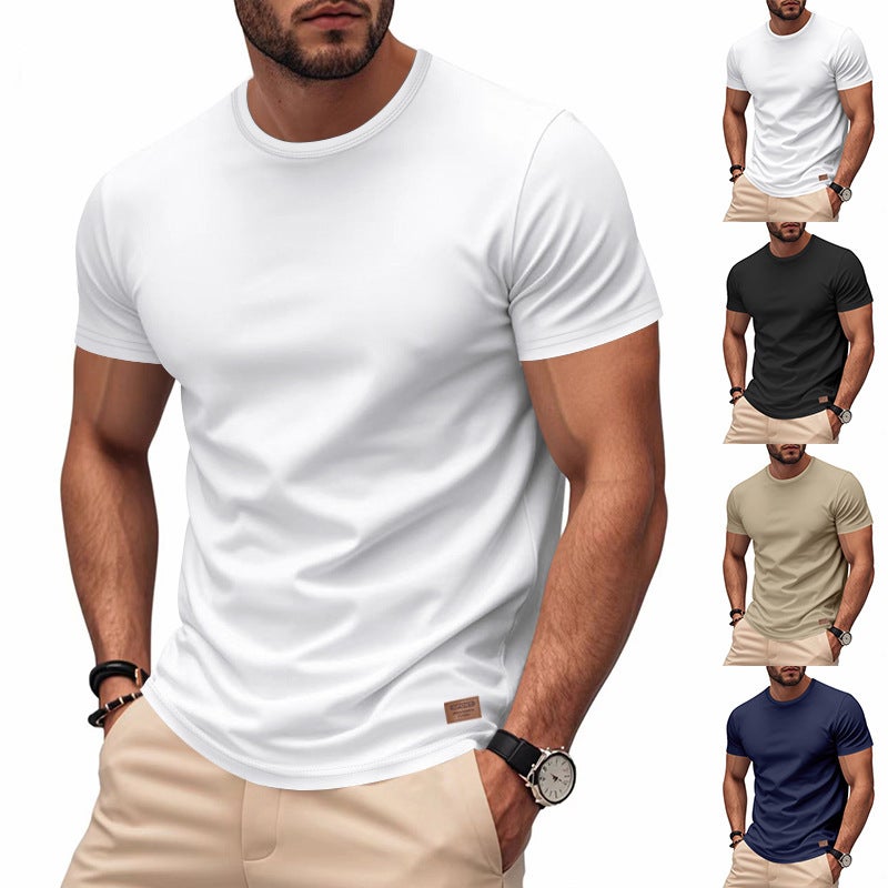 Cross-Border Independent Summer Hot-Selling Men''s Classic Light Luxury Loose Simple Quick-Dry Trendy Short-Sleeve in Stock - Image 1
