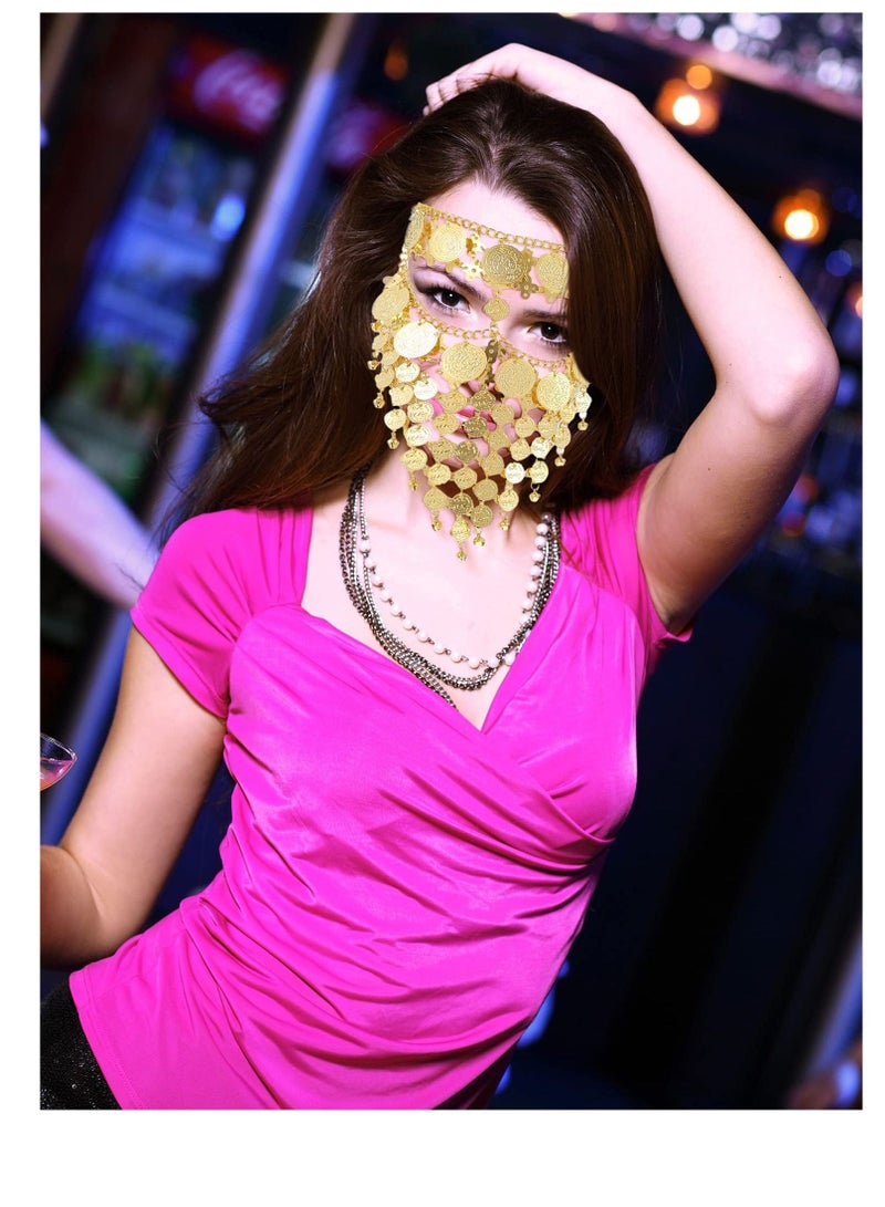Y&D Lady Face Veil Belly Dance Jewelry Coin Chain for Cosplay  Accessories - Image 2