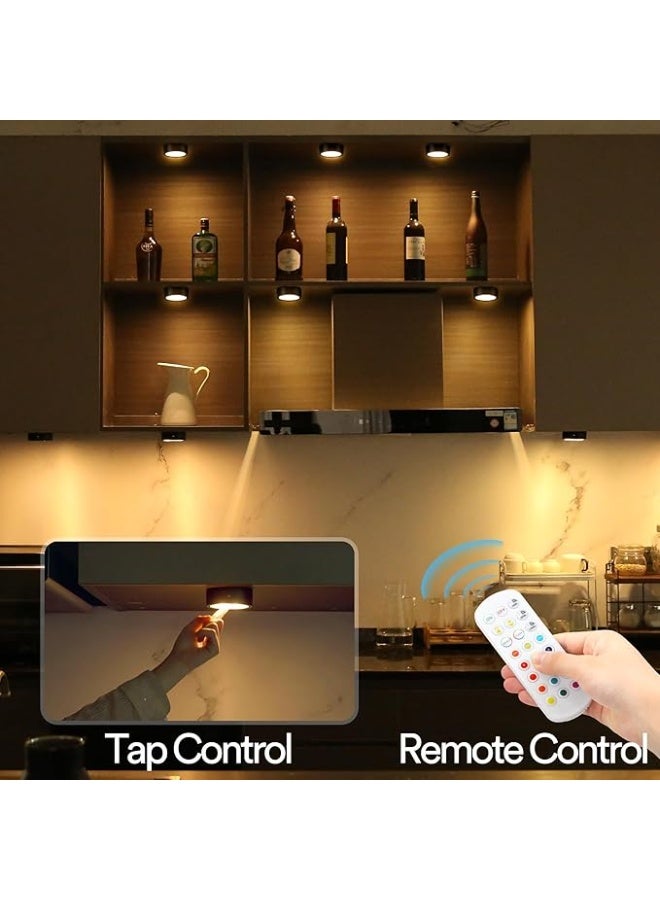 DUNISO 4 Pcs LED Puck Lights with Remote Control, Battery Operated Wireless Night Lights, Under Counter Color Changing Light，Energy Conservation and Environmental Protection，Space Saving，for Kitchen, Bedroom，Closets, Shelf, Corridor，Black - Image 3