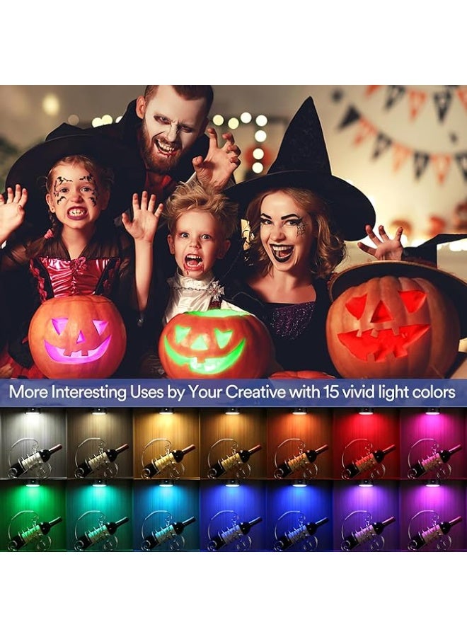 DUNISO 4 Pcs LED Puck Lights with Remote Control, Battery Operated Wireless Night Lights, Under Counter Color Changing Light，Energy Conservation and Environmental Protection，Space Saving，for Kitchen, Bedroom，Closets, Shelf, Corridor，Black - Image 5