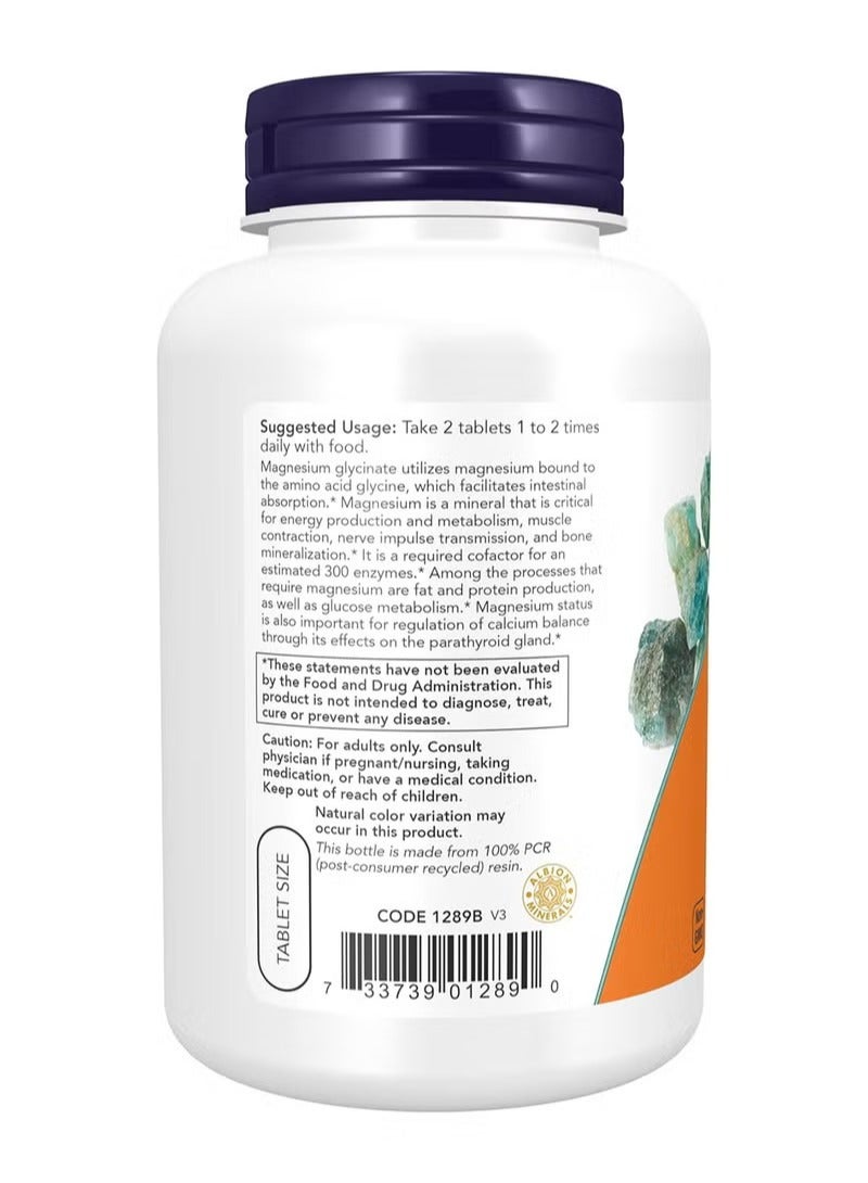 now Magnesium Glycinate Dietary Supplement 180 Tablets - Image 3
