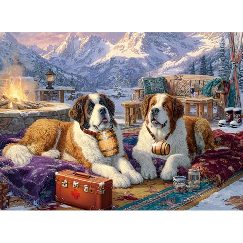 EIYRURU 300 Piece Puzzles for Adults 300 Piece Puzzles for Adults Large Piece Saint Bernards Mountain Jigsaw Puzzle Funny Gift for Adult Kids Challenging Family Games Toy 205 X 15 in - Image 1