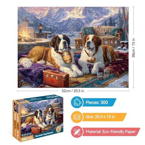 EIYRURU 300 Piece Puzzles for Adults 300 Piece Puzzles for Adults Large Piece Saint Bernards Mountain Jigsaw Puzzle Funny Gift for Adult Kids Challenging Family Games Toy 205 X 15 in - Image 5