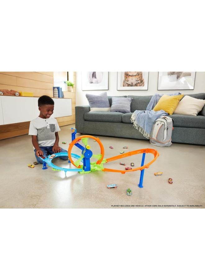 Hot Wheels Toy Car Track Set, Launch and Loop Playset & 1:64 Scale Die-Cast Vehicle, Crash Area on Figure 8 Track with Loop-Kicker Booster - Image 4