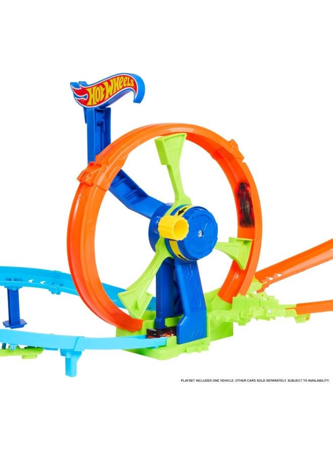 Hot Wheels Toy Car Track Set, Launch and Loop Playset & 1:64 Scale Die-Cast Vehicle, Crash Area on Figure 8 Track with Loop-Kicker Booster - Image 5