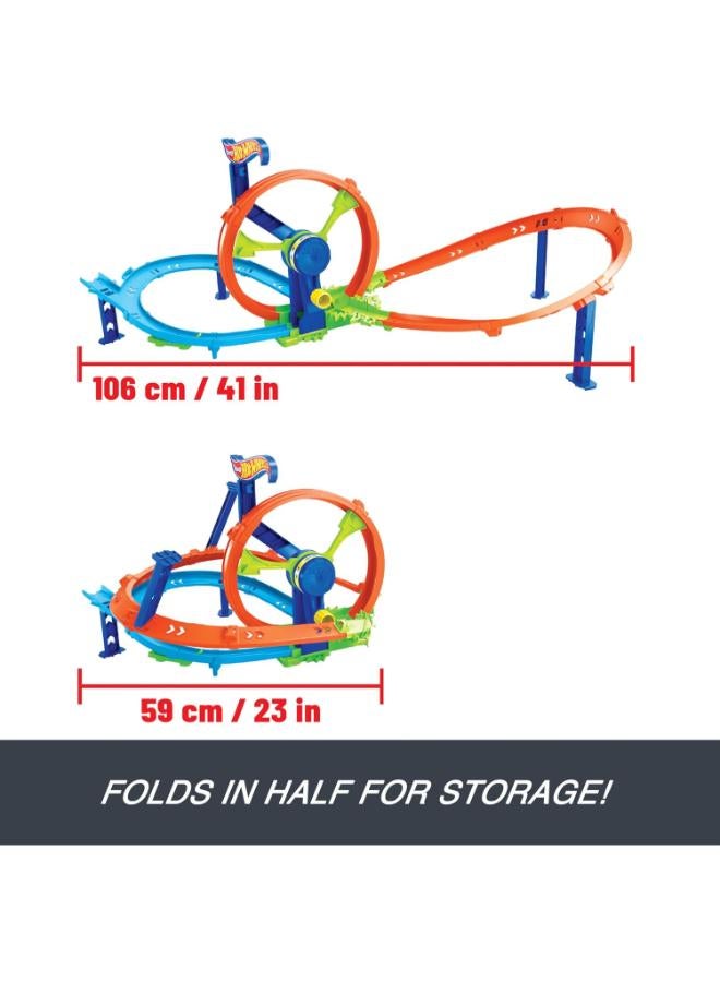 Hot Wheels Toy Car Track Set, Launch and Loop Playset & 1:64 Scale Die-Cast Vehicle, Crash Area on Figure 8 Track with Loop-Kicker Booster - Image 3