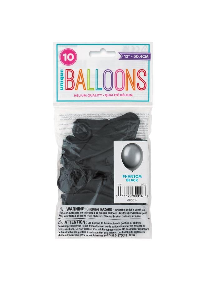 Unique Phantom Black  Balloons 12" - Pack Of 10 - Image 2