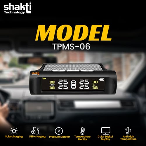 Shakti Technology USB/Solar Charging TPMS - Internal Tire Pressure Monitoring System for Car With Digital Display - Real-Time Alerts for All Cars - Image 3