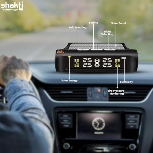 Shakti Technology USB/Solar Charging TPMS - Internal Tire Pressure Monitoring System for Car With Digital Display - Real-Time Alerts for All Cars - Image 4