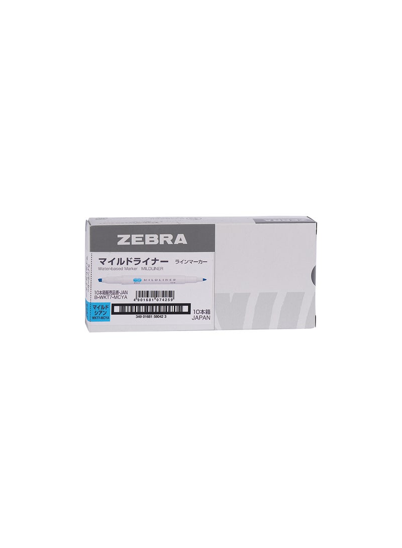ZEBRA Mildliner Double Sided Highlighter , for Journal Planner , marking dictionary, Note Taking , drawing illustrations , Pack of 10 Light Blue Highlighters  - Image 1