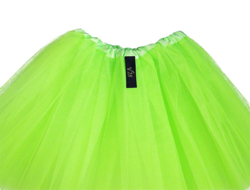 v28 Women's, Teen, Adult Classic Elastic 3, 4, 5 Layered Tulle Tutu Skirt (One Size, 3Layer-Green) - Image 5