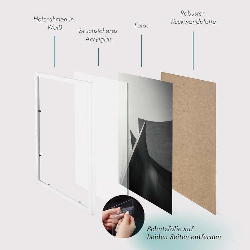 إطار صور ، مقاس 40 × 60 سم، ��شب أبيض، إطار مصنوع من MDF، مجموعة من 3 أطر - Image 5