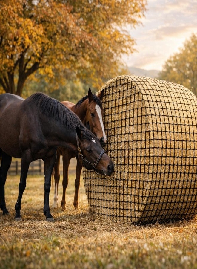 Finerelprot 5x5 ft Round Bale Hay Net - Slow Feeder for Horses & Livestock, Extra Dense 2" Knotless Holes, Durable & Healthy Feeding Solution - Image 1