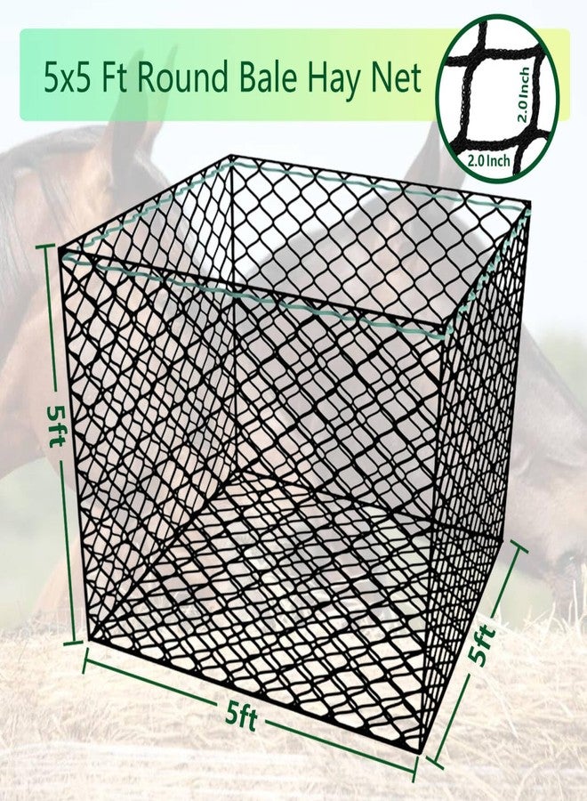 Finerelprot 5x5 ft Round Bale Hay Net - Slow Feeder for Horses & Livestock, Extra Dense 2" Knotless Holes, Durable & Healthy Feeding Solution - Image 3