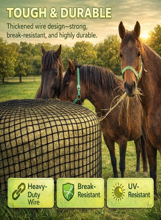 Finerelprot 5x5 ft Round Bale Hay Net - Slow Feeder for Horses & Livestock, Extra Dense 2" Knotless Holes, Durable & Healthy Feeding Solution - Image 5