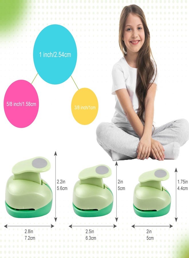 UCEC 3/8+5/8+1 Inch Circle Punch Set, 3pcs Manual Zinc Alloy Craft Lever Punch, Green - Image 2