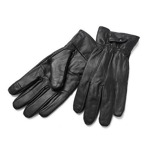 REED Men's Genuine Leather Warm Lined Driving Gloves (2XL, BLACK) - Image 3