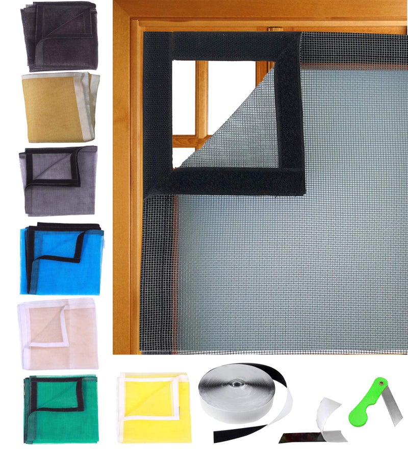 SAI PRASEEDA 36 X 36 Inches_3 x 3 Feet_Stitched_Ready to Install_200 GSM_Fiber Glass Mosquito Net for Windows_Black Color_with Self Adhesive Hook Tape and Cutter SPE24 - Image 1