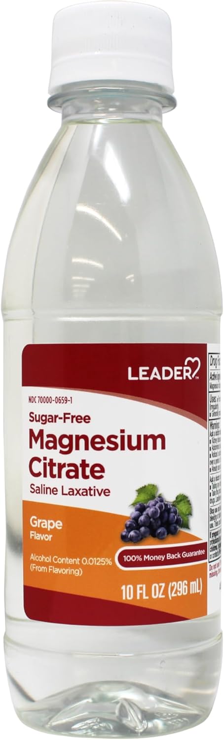 Leader Magnesium Citrate Saline Laxative SugarFree Grape Flavor 10 FL OZ - Image 1