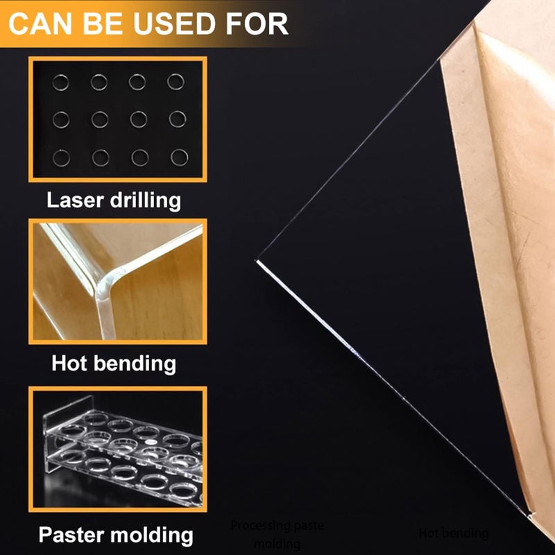Slasa SLASA Clear Acrylic Sheet 1pc 16x20 12mm Plexiglass Panel for DIY, Craft, Photo Frame Replacement, Display Projects, Signage, Laser Cutting, CNC by SLASA TRADING  - Image 2