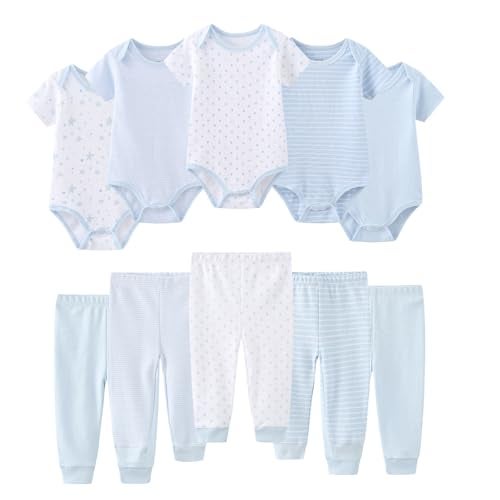 Ruliby Baby Boy Bodysuit and Pant Set Cotton Soft Newborn Clothes Outfits 6-9 month - Image 1