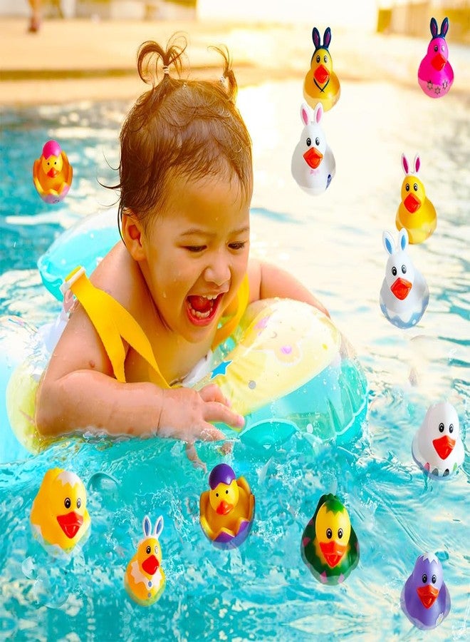 WAMSOLE 12 Pcs Easter Duck Assortment Rubber Duck Toy Duckies for Kids,Birthday Gifts Baby Showers Classroom Incentives - Image 2