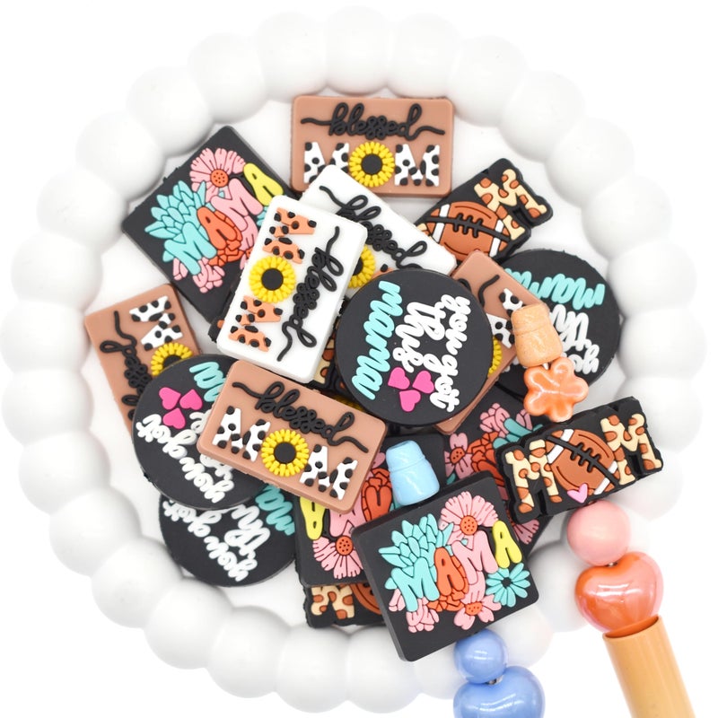 Ibuclein 20PCSSet Silicone Focal Bead Phrase Series Loose Beads Accessory for DIY Keychains Bracelet Necklace Pens Lanyard Making - Image 3