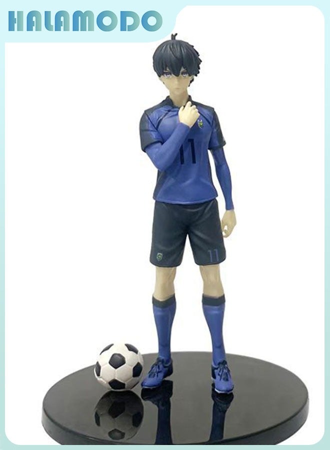 HALAMODO Blue Lock Yoichi Isagi Anime Figure - Determined Gaze with Soccer Jersey, Striking Desk Ornament and Birthday Gift 17cm  - Image 1