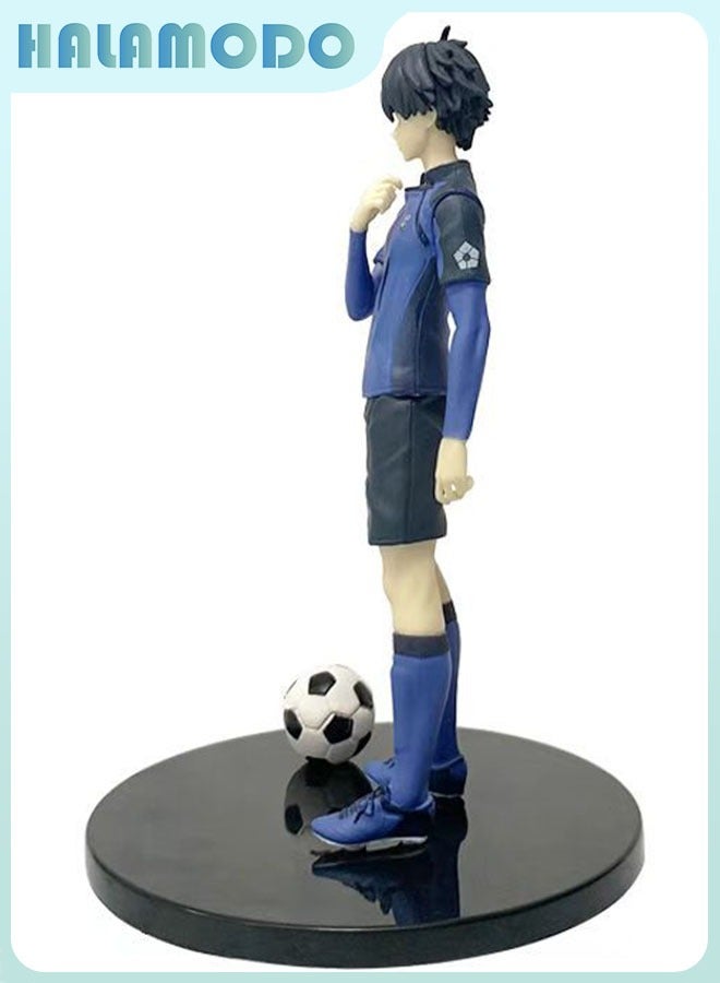 HALAMODO Blue Lock Yoichi Isagi Anime Figure - Determined Gaze with Soccer Jersey, Striking Desk Ornament and Birthday Gift 17cm  - Image 4