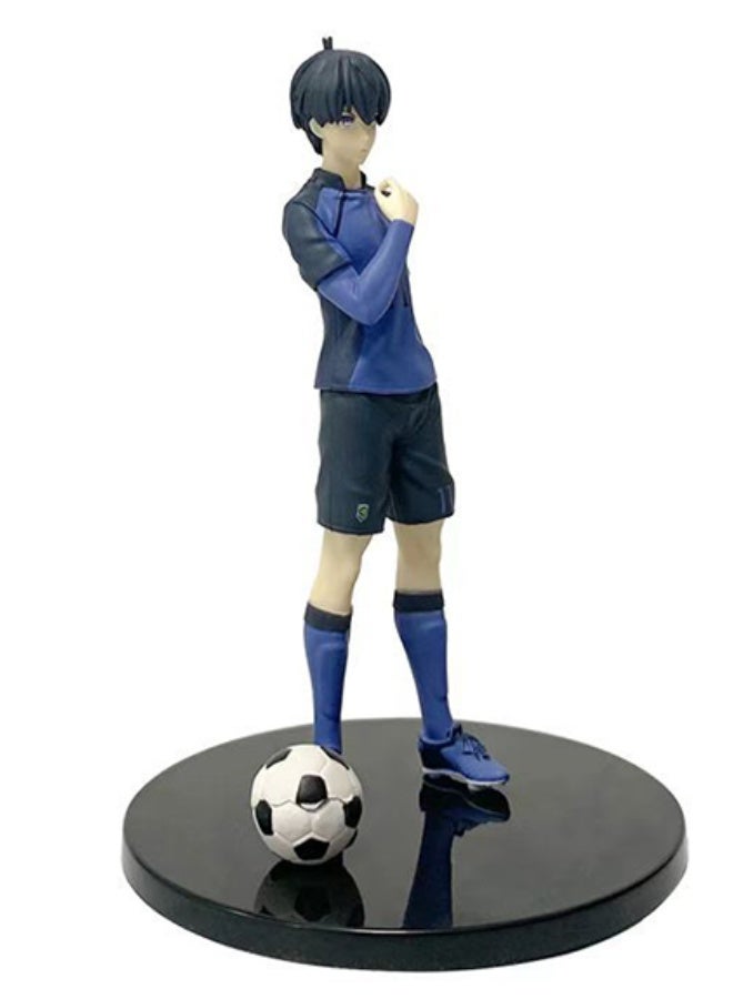 هالامودو قفل أزرق يويتشي إساجي شخصية أنيمي - نظرة ثابتة مع جيرسي كرة القدم ، زينة المكتب المضربة وهدية عيد الميلاد 17 سم - Image 2