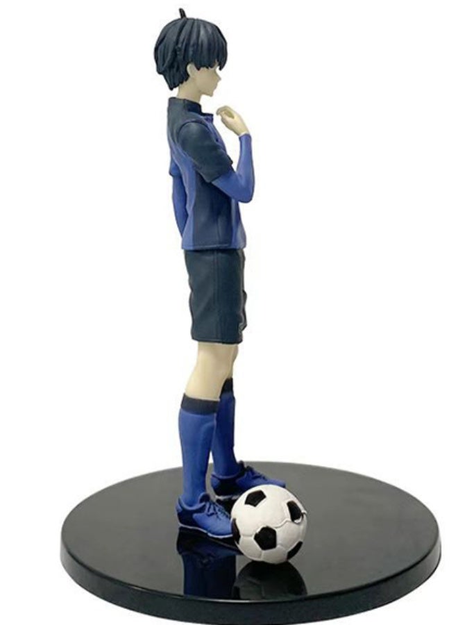 هالامودو قفل أزرق يويتشي إساجي شخصية أنيمي - نظرة ثابتة مع جيرسي كرة القدم ، زينة المكتب المضربة وهدية عيد الميلاد 17 سم - Image 4