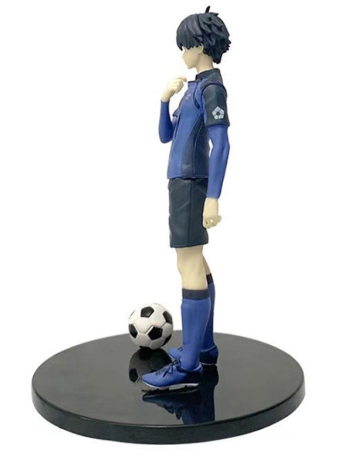 هالامودو قفل أزرق يويتشي إساجي شخصية أنيمي - نظرة ثابتة مع جيرسي كرة القدم ، زينة المكتب المضربة وهدية عيد الميلاد 17 سم - Image 5