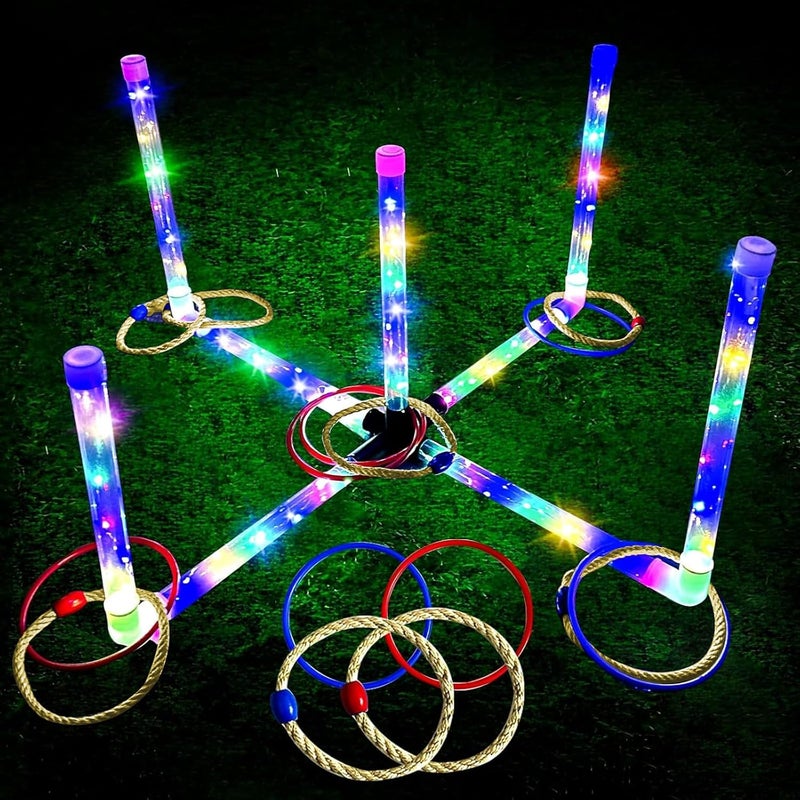 BomSaluka LED Outdoor Ring Toss Game - 15-Inch Backyard Fun for Kids & Adults - Image 1