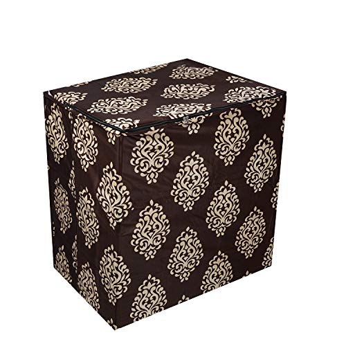 KANUSHI Industries® Floral Design Top Load Semi Automatic Washing Machine Cover (Suitable For 6 Kg, 6.5 kg, 7 kg, 7.5 kg) (WASMAC-FLORAL-BROWN-SEMI-01) - Image 3