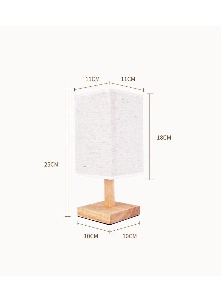 GuRiver USB Table Lamp Bedside Wooden Lamp Modern Nightstand Night Lamp with Fabric Lampshade for Bedroom Living Room Office（White） - Image 4