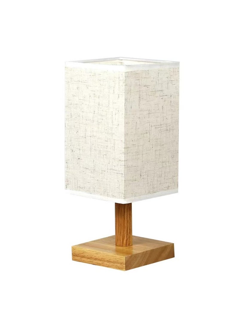 GuRiver USB Table Lamp Bedside Wooden Lamp Modern Nightstand Night Lamp with Fabric Lampshade for Bedroom Living Room Office（White） - Image 3
