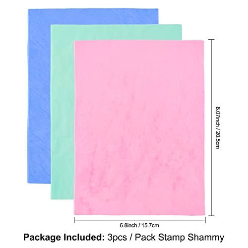 Briartw 3-Pack Stamp Shammy Cleaning Cloth - Super Absorbent Suede Cloth for Stamp Cleaner,Glass Mat and Craft Supplies,Reusable Stamping Tool, 6x8 Inch (Pink, Blue, Green) - Image 2