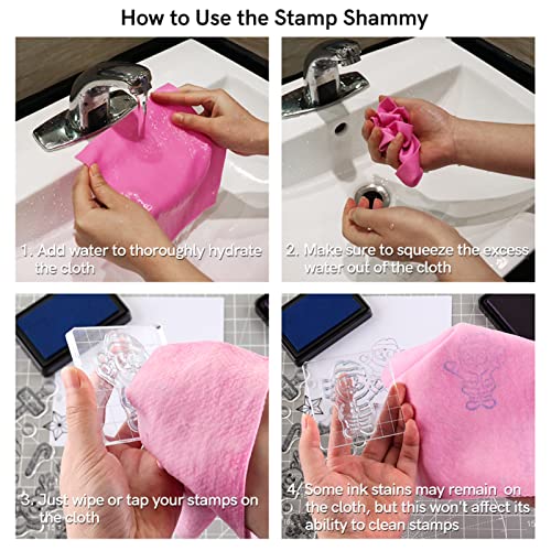 Briartw 3-Pack Stamp Shammy Cleaning Cloth - Super Absorbent Suede Cloth for Stamp Cleaner,Glass Mat and Craft Supplies,Reusable Stamping Tool, 6x8 Inch (Pink, Blue, Green) - Image 5