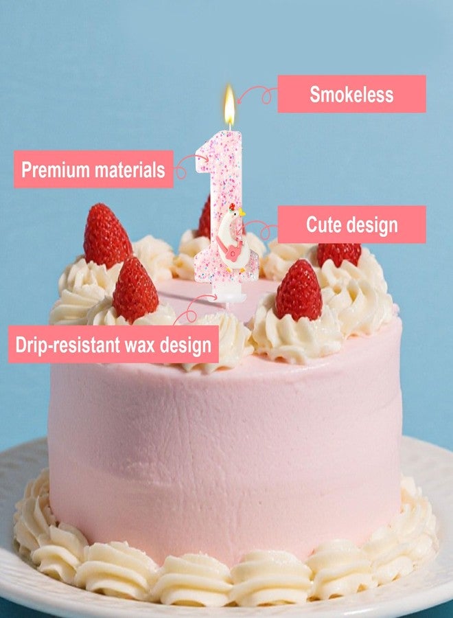 Fukaisu One Silly Goose Birthday Candle, Adorable Number 1 Cake Cupcake Candle Topper for Baby Boy Girl Pink Birthday Decorations - Image 3