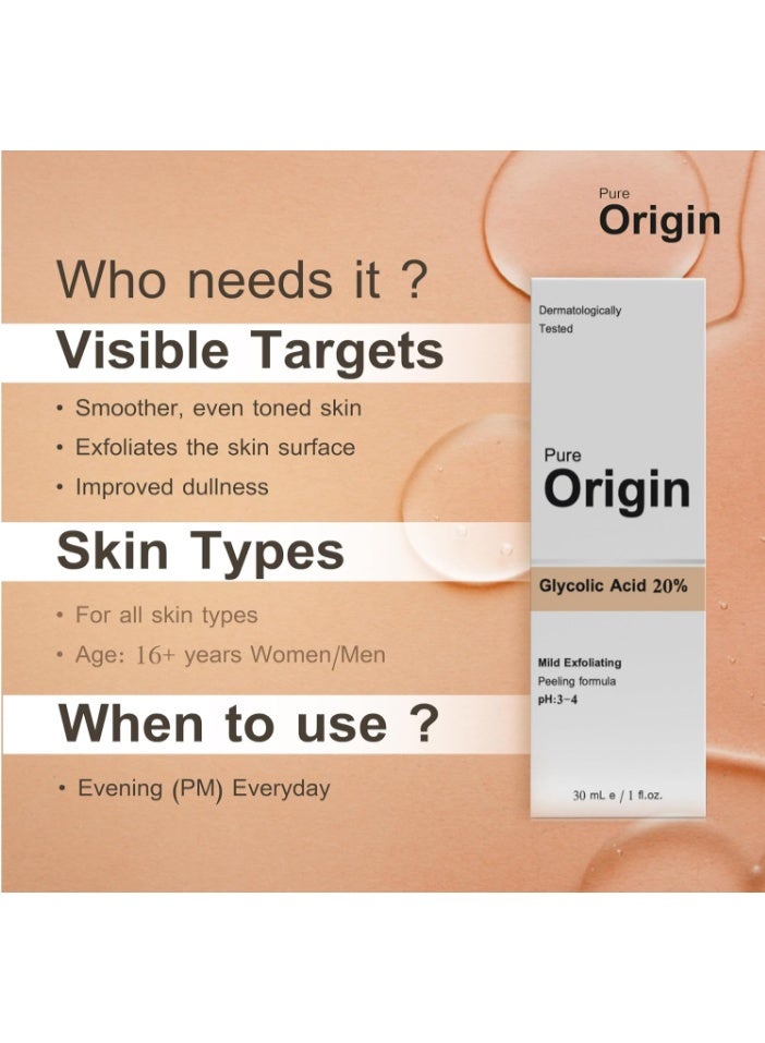 PURE سيروم حمض الجليكوليك 20% من بيو أورجين 30 مل - Image 3