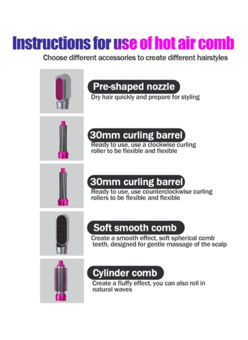 ELTRAZONE - 5-in-1 Hair Dryer Brush,Hot Air Brush,Update Negative Ionic Detachable Hair Brush Blow Dryer Set,Styling Round Hot Air Straightener Brush Volumizer,Curling Iron Brush - Image 1