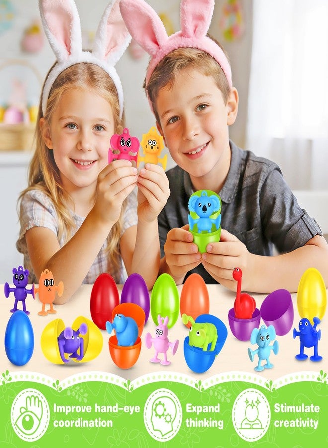 spring flower SpringFlower 24 Pack Filled Easter Eggs,Kids Easter Eggs Filled with Sensory Fidget Suction Cup Toys,Easter Egg Hunt Basket Stuffers,Party Favors,Classroom Easter Gift, Easter Basket Essentials - Image 4